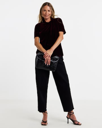 Black Velvet Tie Neck Top