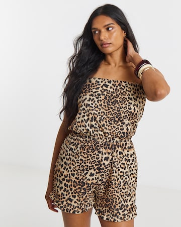 Simply Be Leopard Print Bandeau Playsuit