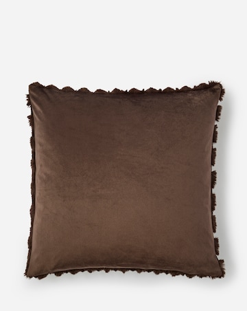 Scallop Faux Fur Cushion - Chocolate