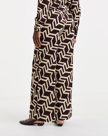 Chocolate Geo Textured Jersey Wide Leg Trouser Co Ord