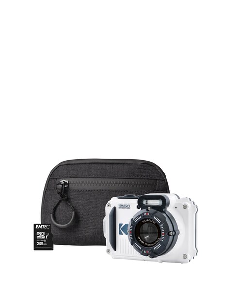 Kodak PIXPRO WPZ2 16MP 4x Zoom Tough Camera - White + 32GB Micro SD + Case