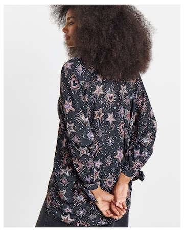 Twisted Wunder Stacey Star & Heart Print Chiffon Shirt