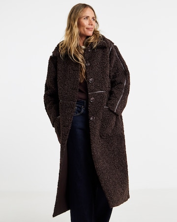 Chocolate Maxi Teddy Faux Fur Coat