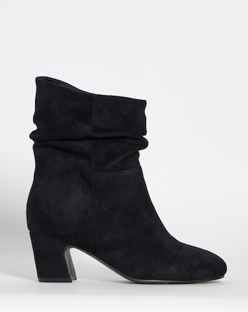 Gabby Soft Ruched Block Heel Ankle Boots - Wide Fit (E)