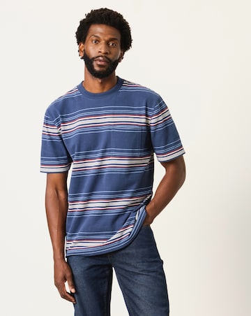 FatFace Short Sleeve Stripe Relaxed T-Shirt - Blue