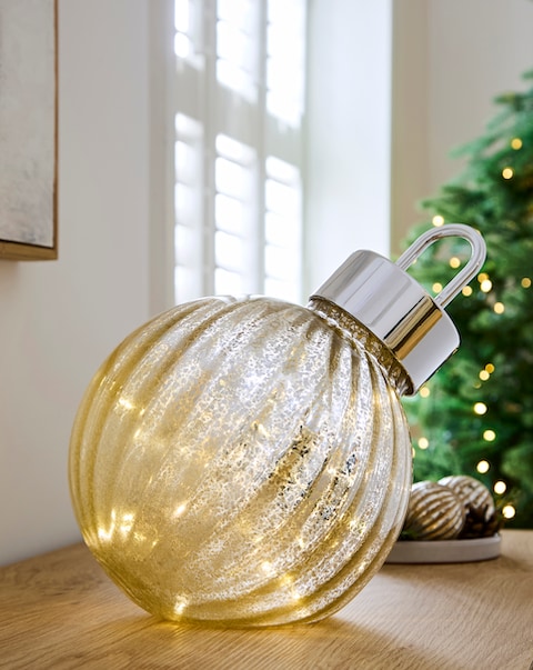 New In - Mercury Glass Gold Ribbed Bauble