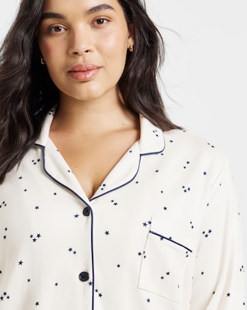 Pretty Secrets Star Print Soft Knit Button Through Pyjama Set