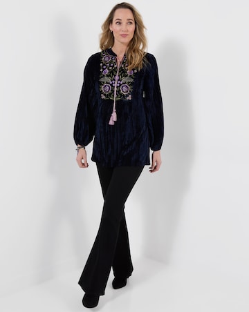 Joe Browns Velvet Tunic Top With Embroidery And Tassel Detail