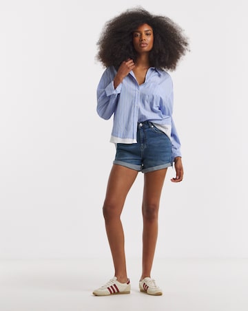 Simply Be 99/1 Mid Blue Comfort Stretch Denim Loose Mom Short