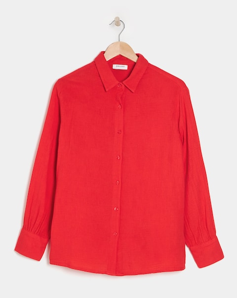 Pure Cotton Textured Relaxed Long Sleeve Shirt