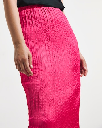 Bright Pink Crinkle Satin Skirt