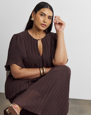 Joanna Hope Pleated Keyhole Blouse
