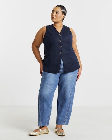 Simply Be Indigo Denim Look Longline Waistcoat