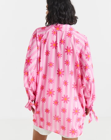 Twisted Wunder Chiffon Stripe Floral Shirt