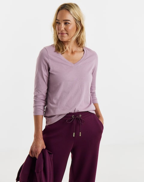 Elderberry V-Neck Long Sleeve T-Shirt