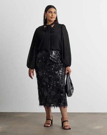 Joanna Hope Chiffon Tie neck Blouse