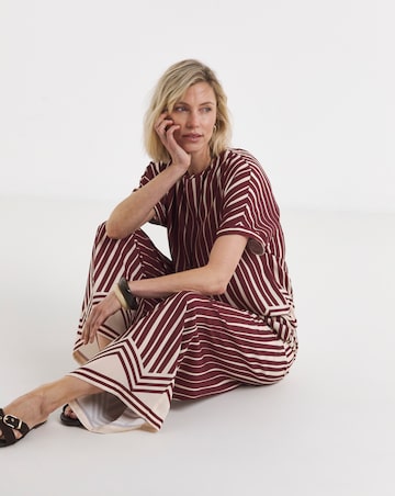 Stripe Border Short Sleeve Boxy Top