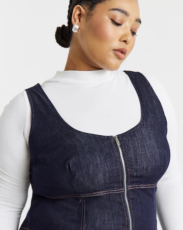 Indigo Denim Fitted Midaxi Dress