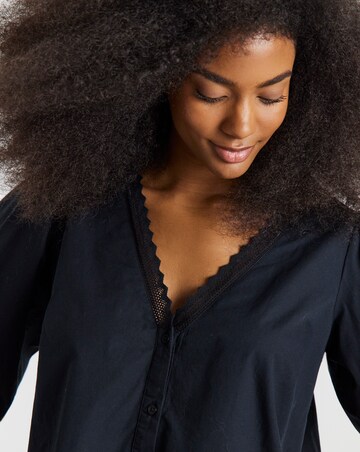 Black Broderie Cutwork Blouse