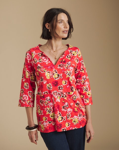 Julipa Cotton Notch Neck Pocket Tunic