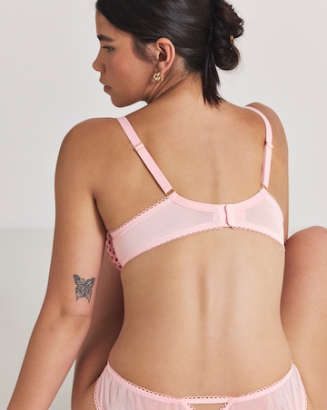 Ann Summers Tease & Trouble Flocked Spot Padded Plunge Bra Pink