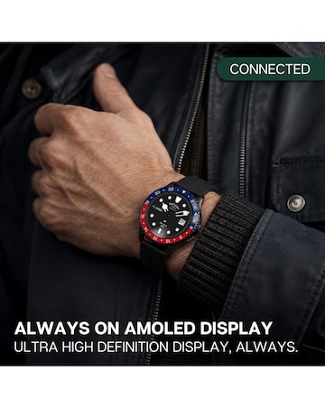 Rotary AMOLED GPS Calling Black Silicone Smart Watch