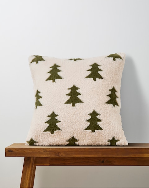 New In - Carved Trees Faux Fur Cushion