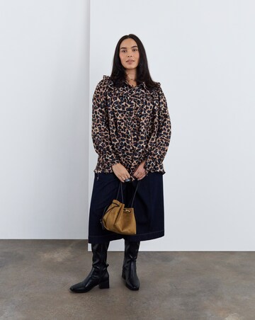 Simply Be Leopard Print Frill Detail Collared Blouse