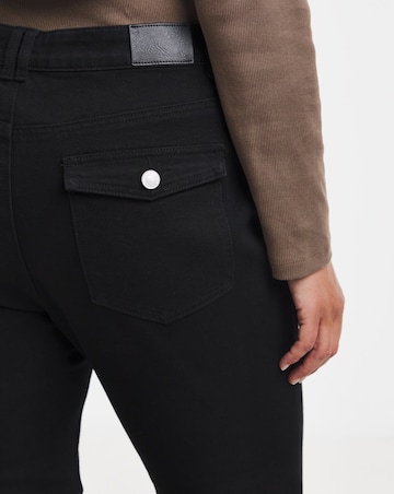 Black Stretch Denim Flare Leg Jeans