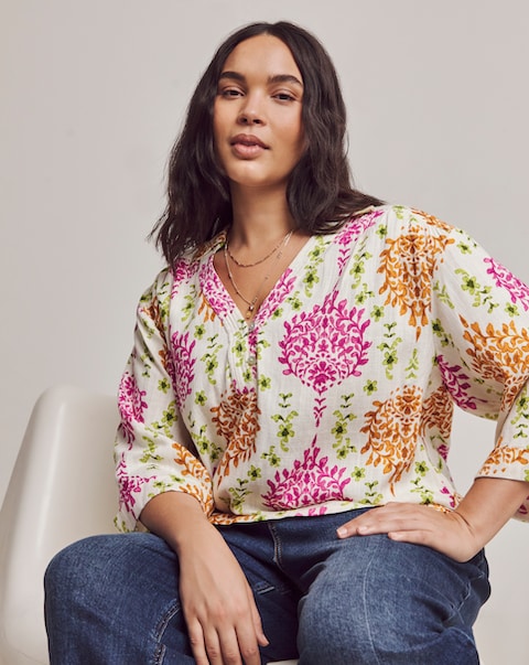 Julipa Longline Mix Linen Blouse
