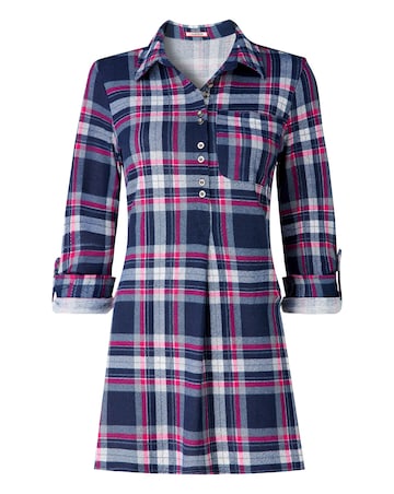 Joe Browns Collared Checked Print Jersey Tunic Top