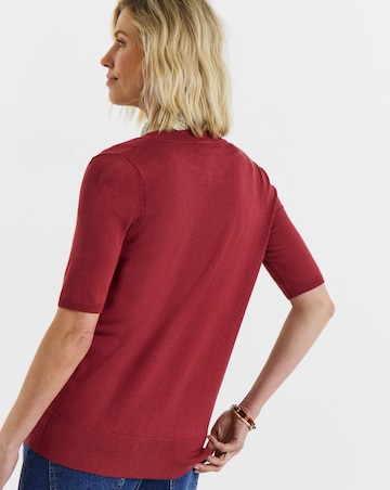 Fine Knit Short Sleeve Cardigan And Vest Twinset