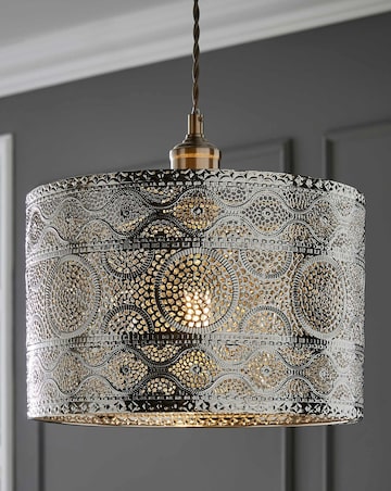 ValueLights Casablanca Moroccan Style Chrome Easy Fit Drum Pendant Shade
