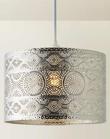 ValueLights Casablanca Moroccan Style Chrome Easy Fit Drum Pendant Shade