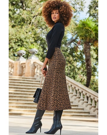 Sosandar Animal Print 2 Part Knitted Dress