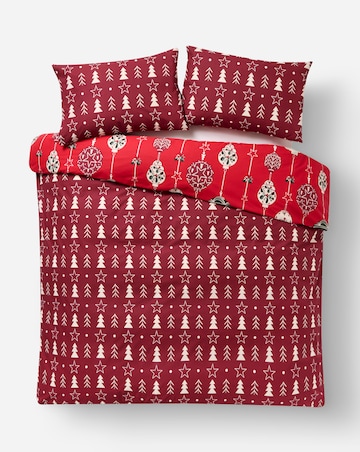 Deck the Halls Festive Bauble Cotton Blend Reversible Duvet Cover Set