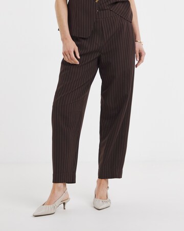 Chocolate Pinstripe Barrel Leg Trousers