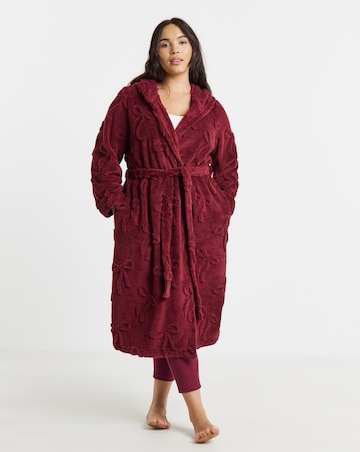 Pretty Secrets Bow Textured Fleece Hooded Dressing Gown