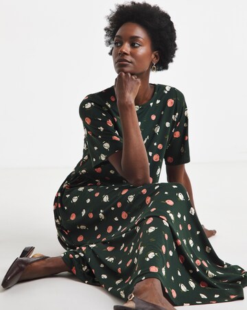 Ditsy Print Soft Touch Smock Midi Dress