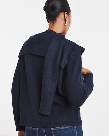 Tie Neck Crew Neck Cardigan
