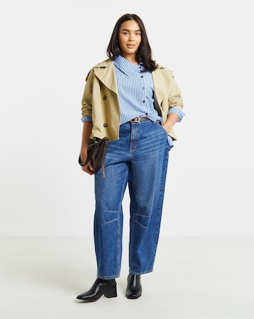Simply Be Blue Stripe Funnel Neck Shirt