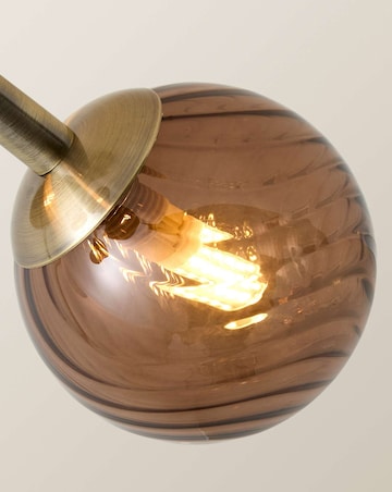 ValueLights Sydney Brushed Brass with Brown Swirl Glass Multi Arm Ceiling Light
