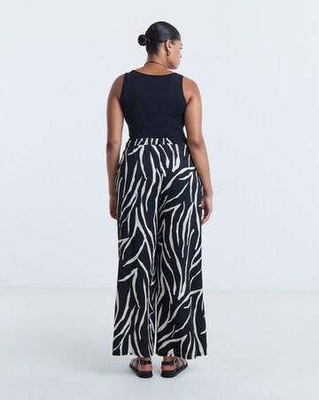 Simply Be Black Zebra Textured Waffle Wide Leg Trouser