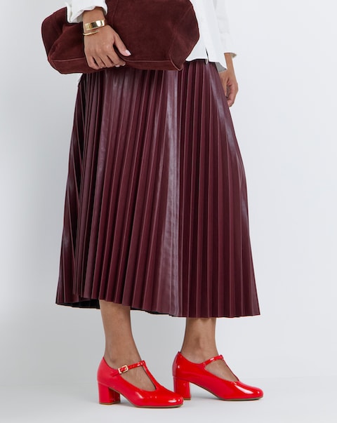 Cherry T Bar Block Heel Shoes - Extra Wide Fit (EEE)