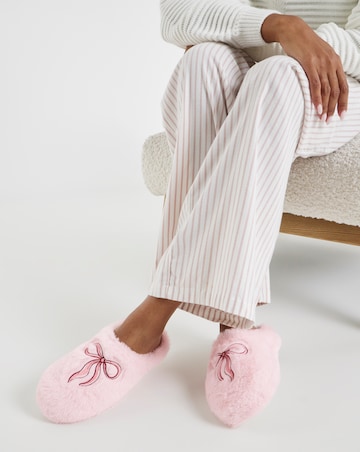 Sonnet Bow Fluffy Slippers - Extra Wide Fit (EEE)