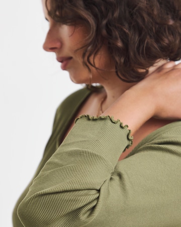Simply Be Olive Long Sleeve Button Through Ribbed Cardigan