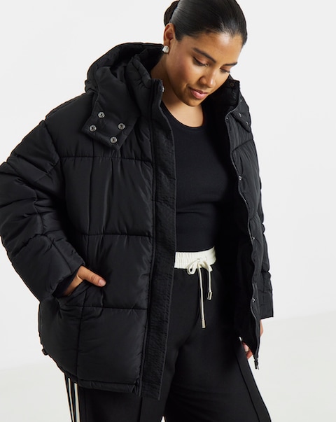 Black Padded Short Coat