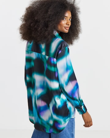 Abstract Print Relaxed Fit Satin Shirt