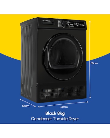 Russell Hobbs RH8CTD111B, 8kg, Condenser Tumble Dryer - Black