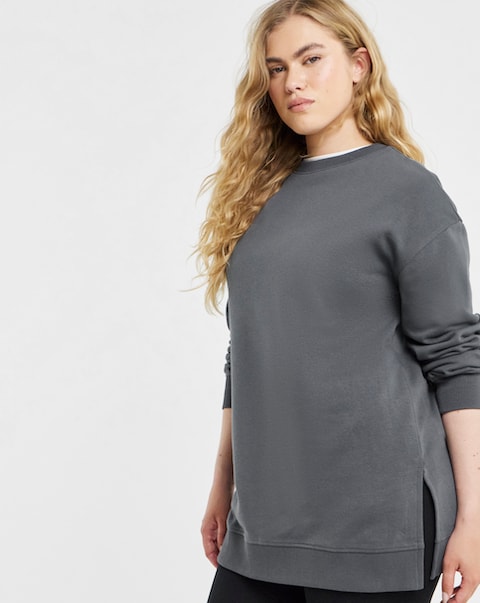 Simply Be Slate Grey Side Split Sweatshirt Tunic